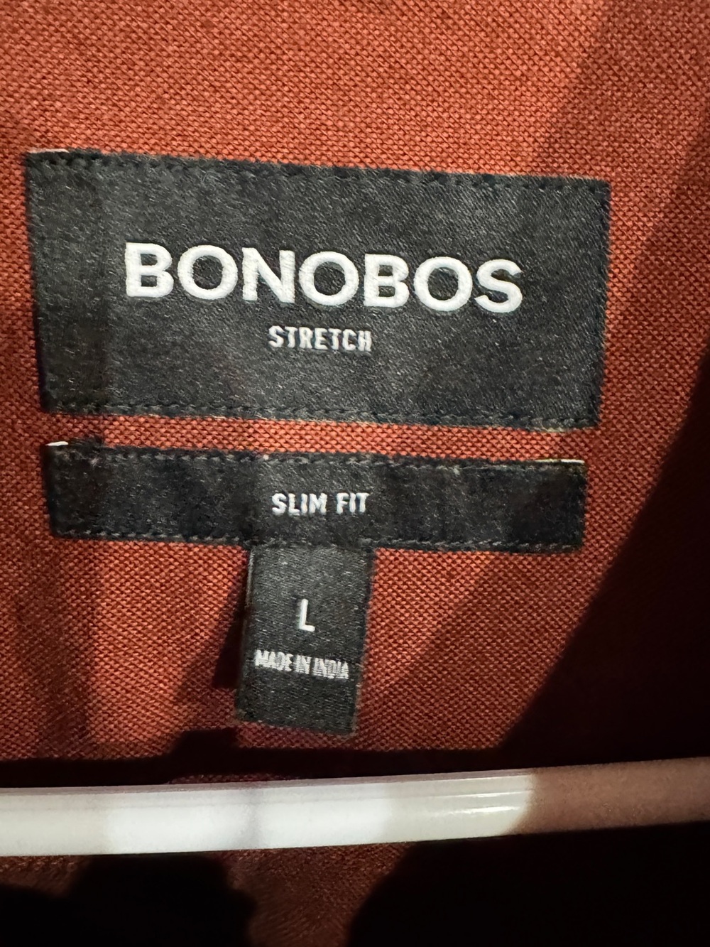 BONOBOS RUST SLIM STRETCH BUTTON UP SHIRT large - Picture 4 of 6